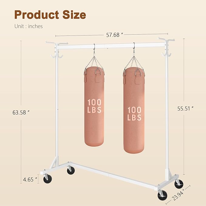 Hoctieon Z Clothes Rack with Cover, Metal Heavy Duty Clothing Rack, Rolling Garment Rack with Wheels, with Dustproof Cover Waterproof Protector, with 2 Durable Zippers, for Hanging Clothes, White