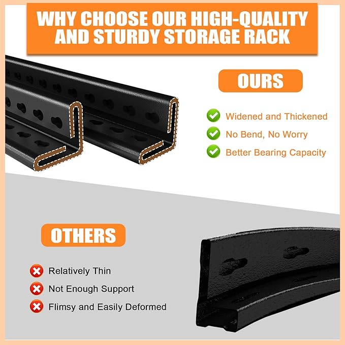 48.2" W Garage Shelving 3000LBS Storage Shelf Heavy Duty Garage Storage Shelves Adjustable 5 Tier Metal Shelves for Storage Industrial Heavy Duty Shelving Unit 24.2" Dx48.2 Wx72.2 H