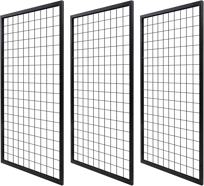 Eastern Tree Metal Grid Wall Panels, Black Wire Grid Panel, Gridwall Display Stand, Heavy Duty Gridwall Panels for Retail Display - 3pcs