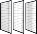 Eastern Tree Metal Grid Wall Panels, Black Wire Grid Panel, Gridwall Display Stand, Heavy Duty Gridwall Panels for Retail Display - 3pcs