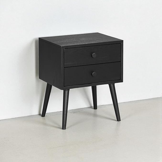 NTC Lux Nightstand with 2 Drawers, Featuring Adaptable Design, 150 lbs Load Capacity, Water-Resistant, Elevate Your Space, Easy Assembly - Burnt Black