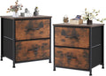 DUMOS Small NightStand Set of 2 Fabric Drawer Dressers Short Bedside Tables for Room Organization Closet College Dorm Entry Storage 20 Inch Height Furniture,Brown
