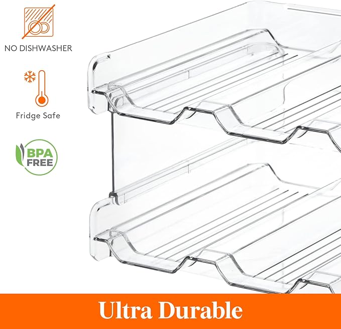 Lifewit Stackable Water Bottle Organizer for Cabinet, Plastic Bottle Holder Fits Bottles & Tumblers up to 3.8" Diameter, Pantry, Countertop & Fridge, 3 Tier Holds 12 Bottles, 2 Pack