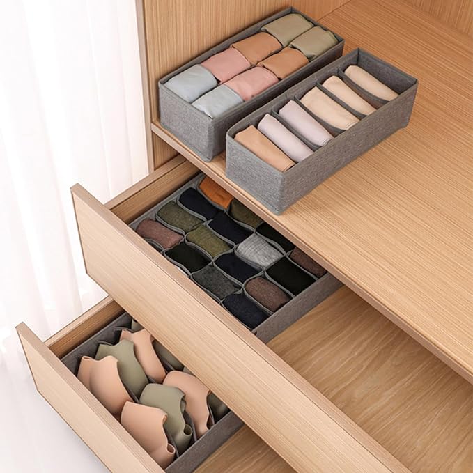 Dresser Drawer Organizer 8 Pack Clothes Underwear Sock Storage Pink Drawer Dividers Grey Foldable Closet Organizer Storage Box Dresser Drawer Organizers