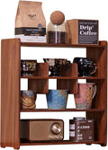 Coffee Cup Holder for Countertop Walnut Wood Coffee Mugs Holder for Kitchen Mug Display Rack (4-Tier Walnut wood B)