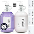 Glass Laundry Detergent Dispenser - 2 Pack, 64oz, Glass Jar with Pump and Lid for Fabric Softener, Liquid Soap, Shampoo & Syrup, Leakproof Half Gallon Jug for Laundry Room Organization