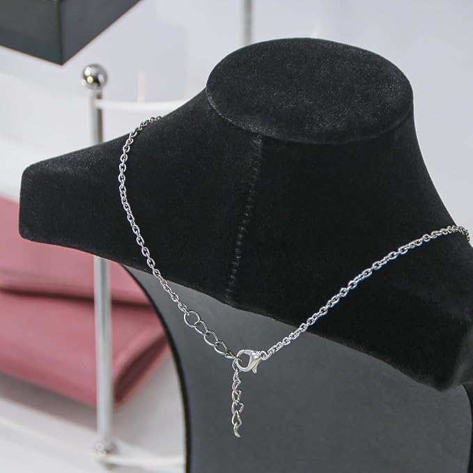 Necklace Bust Stand for Selling, Black Velvet Necklace Display Holder, Jewelry Necklace Organizer Rack for Home Use or Shop Show (13" Height)