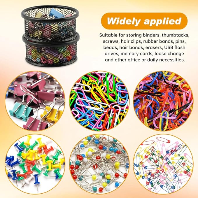 Paper Clip Holder With 50PCS Colored paper clips, 2/4PCS Stackable PaperClip Organizer for Desk,Metal Mesh PaperClip Holders with Non-Slip EVA Pad,for Office Binder Box(4pcs)
