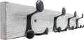 SKOLOO 24-Inch Wood Coat Rack Wall Mount with 4 Triple Hooks - Ideal for Family Entrances, Classrooms, and Pet Supplies Storage - Perfect Coat Hooks for Wall,Distressed White Wash