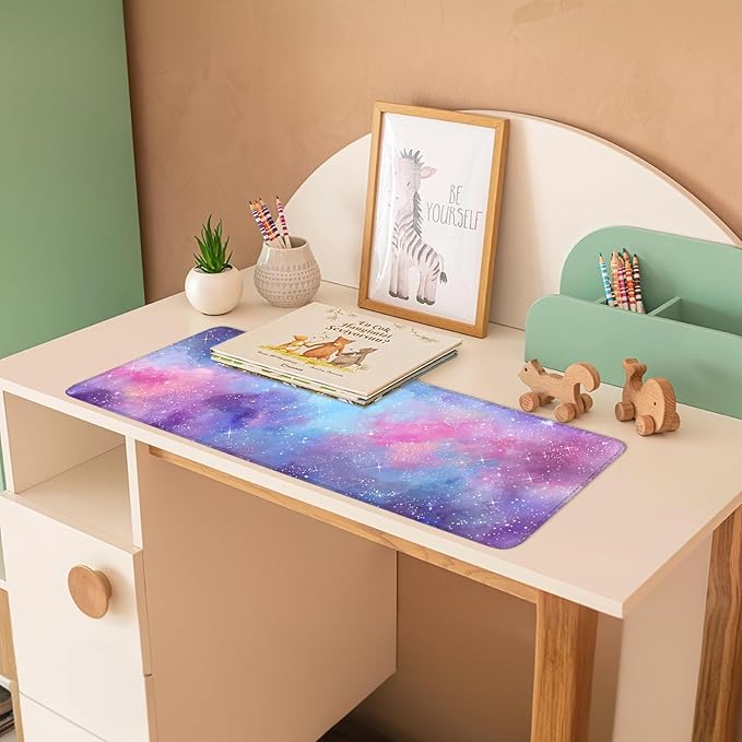 Galaxy Mouse Pad Large, Extended Gaming Desk Mat – 31.5 x 11.8 in – Watercolor Nebula Starry Sky Design, Stitched Edges, Non-Slip Base, Keyboard and Mouse Pad for Office & Home