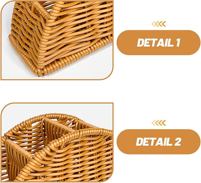 jojofuny Synthetic Rattan Remote Storage Holder Organizer Makeup Brush Holder Vintage Desk Caddy Tissue Box Organizer For Coffee Table Bedroom Bathroom