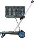CLAX® The Original | Made in Germany | Multi use Functional Collapsible Carts | Mobile Folding Trolley | Shopping Cart with Storage Crate (Blue)