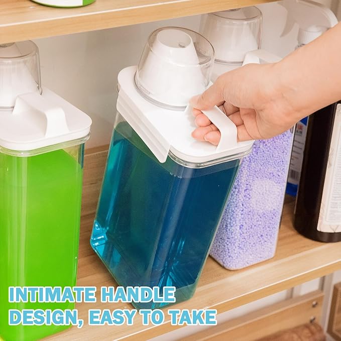 2 Pack 78 oz Liquid Laundry Detergent Dispenser Laundry Detergent Container Liquid Detergent Dispenser for Laundry Room Organization with 6 Removable Labels for Softener Bleach Powder Soda