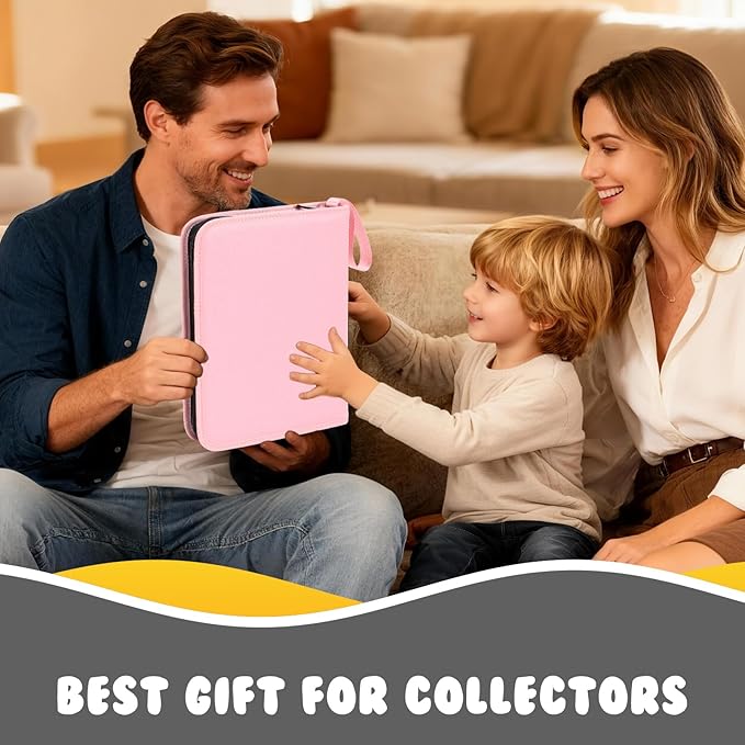 Enamel Pin Display Book, 6-Page Pin Trading Book, Portable Pin Bag and Pin Board (PU Pink)