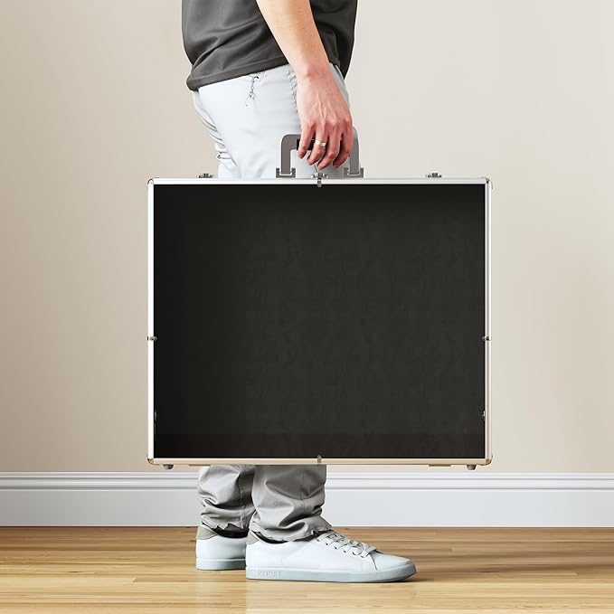 Portable Trade Show Display Case, 24''x20'' Aluminum Card Show Display Case with Lock, Table Top Sports Card Showcase with Clear Acrylic Glass for Jewelry, Trading Cards, Collectibles, Pastry Shows