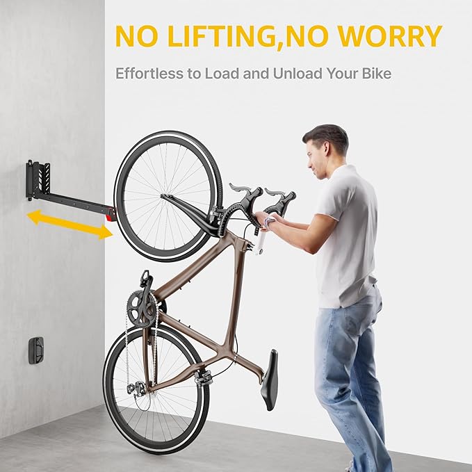 monTEK Swivel Bike Wall Mount, No Heavy Lifting Required Bike Wall Mount, Bike Hangers for Garage, Space-Saving Bike Rack Garage, Easy to Load and Unload, Bike Hanger Can Hold Up to 77 lbs, 4 Pack