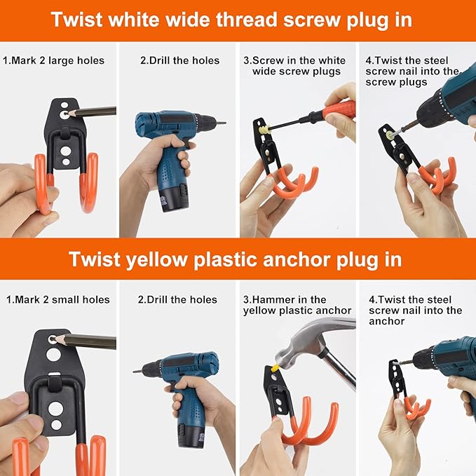 16 Pack Heavy Duty Garage Hooks with Extension Straps, Double Hook Design with Triple Welded Reinforcement, Supports Up to 100 lbs, Ideal for Home, Garden and Tool Storage