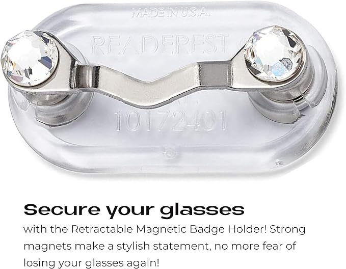 Readerest Magnetic Glasses Holder (3 Pack), Magnet Clip for Readers, Sunglasses & Work Badges for Men & Women, USA Made