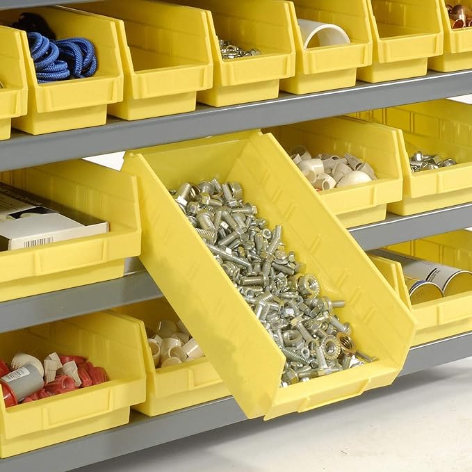 Global Industrial 7 Shelf Steel Shelving with (36) 4" H Plastic Shelf Bins, Gray Frame & Yellow Bins, 36" W x 12" D x 39" H, Industrial or Commercial Storage, Assembly Required