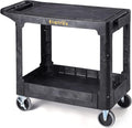 ELAFROS Heavy Duty Plastic Utility Cart, 37 x 18.8 in, Flat Top, Swivel Wheels, 550 lbs Capacity, Black
