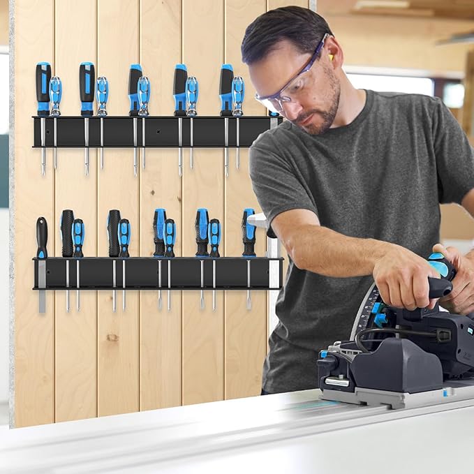 Screwdriver Organizer Wall Mount,Heavy Duty Metal Utility Storage Rack for Screwdrivers Calipers Small Tools,Screw Driver Holder Suitable Garages Homes Workshops Sheds(2PC)