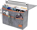 Bedside Caddy,Felt Bedside Storage Organizer, Hanging Storage for Dorm Bed Sofa for tablet Magazine Phone Remotes Water Bottle Holder (Grey)