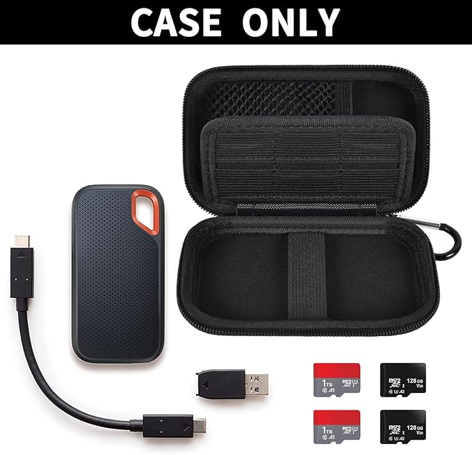 Case Compatible with SanDisk 1TB 2TB 4TB 500GB 8TB for SanDisk Extreme PRO Portable SSD External Hard Drive, Memory Card SD SDXC SDHC Card Storage Holder Organizer (Box Only) Black