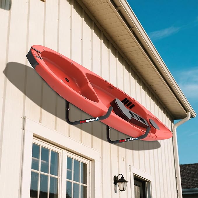 Kayak Storage Rack – 100LB Wall Mounted Kayak Hook with EVA Padding | Kayak Wall Mount & Kayak Rack for Garage | Garage Storage Hooks for Canoes, Paddle Boards, Ladders, Bikes (Round Tube)