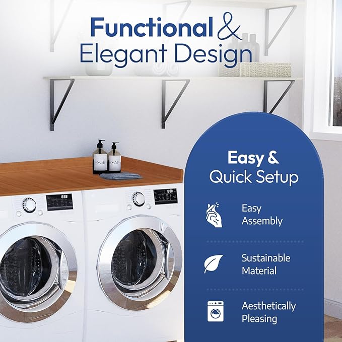 OfficeSimpli Washer Dryer Countertop, Made in USA, Non-Slip Pads, Easy Clean, Laundry Room Essentials and Decor, Washer Dryer Wood Top for Organization (Cafe Latte, Standard (27.5" x 54"))