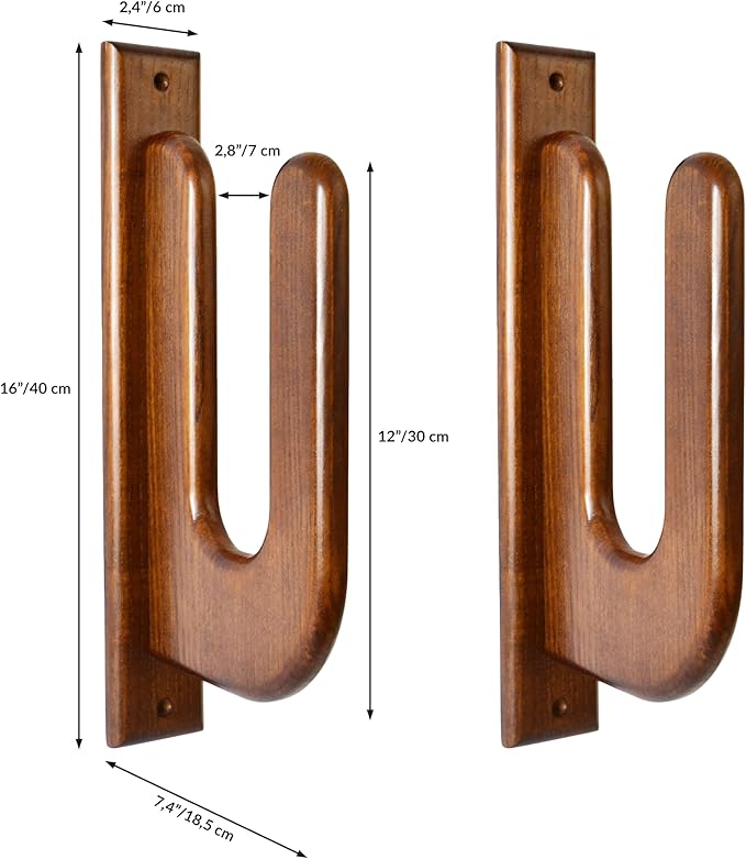 TESLYAR Surfboard Wall Mount – Wooden Surfboard Rack for Wall Storage – Solid Wood Hooks for Surfboard, Snowboard, Paddle Board & Wakeboard – Classic Style