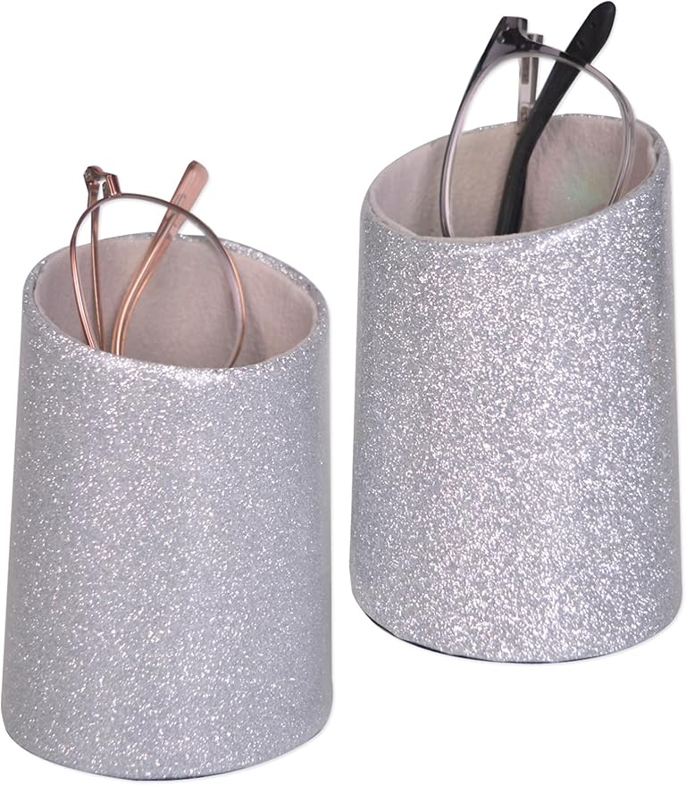 2 Pack Eyeglasses Holder PU Leather Glasses Stand Case Holder for Desks or Nightstands