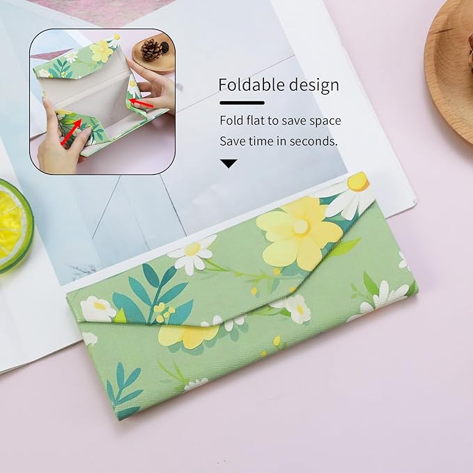 Foldable Glasses Case, Magnetic PU Leahter Sunglasses Case, Cute Hard Shell Folding Eyeglass Cases for Women Kids