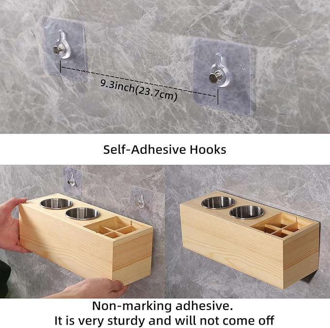 Hair Dryer Countertop Holder, Hair Tool Organizer Wall Mount, Blow Dryer Holder Cabinet Door Organizer, Bathroom Countertop Blow Dryer Holder and Curling Iron Holder (Cedar Wood, Log color)