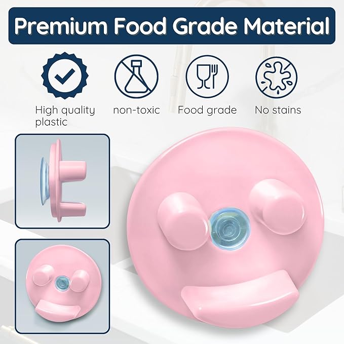 BeraTek Smiley Face Sponge Holder for Kitchen Sink - Stop Soggy Sponges, In Sink Sponge Holder with Suction Cup - Sponge Caddy Fits Most Happy Face Sponges - Pink, 1 Pack