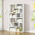 Expandable Bookcase with Adjustable Width,Wooden Room Divider Bookshelf,Standing Display Storage Organizer for Living Room,Study Room or Home Office