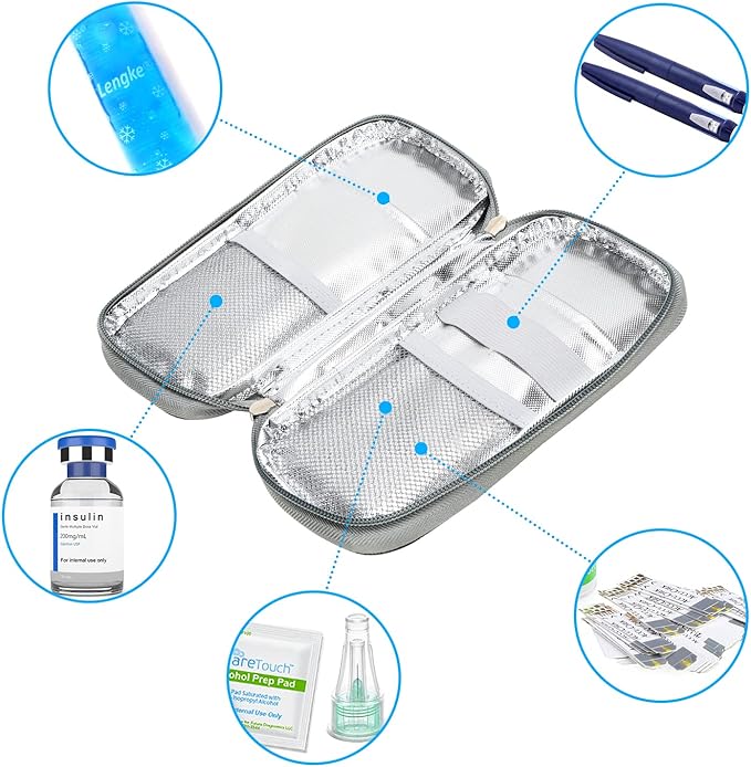 YOUSHARES Insulin Cooler Travel Case - TSA Approved for Ozempic, Mounjaro Injection Pen, Diabetic Medication Cooling Bag for Zepbound, Refrigerated Diabetes Storage Kit with 2 Ice Pack