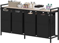 Heybly Laundry Hampers, 4 x 12.5 Gal Laundry Basket with Large Desktop Sorter for Laundry Room organization, Bathroom and Dorm Laundry Bags on Storage Shelf, Greige HLH004SG
