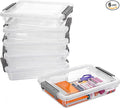 Citylife 6 PCS Clear Plastic Container Clip Box with Latching Lids, Stackable Document Paper Protectors Organizer Container for Office, Home, and School Supplies