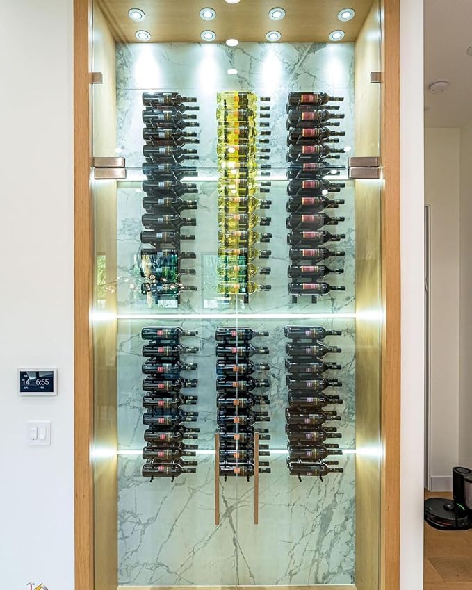 Ultra Wine Racks Wall Mounted Label-Out Wine Racks (2 Feet 1 Deep, Matte Black, 6 Wine Bottles) - Modern Metal Wine Storage, Modular Design for Home Bar, Kitchen, Dining Rooms, & Wine Cellars