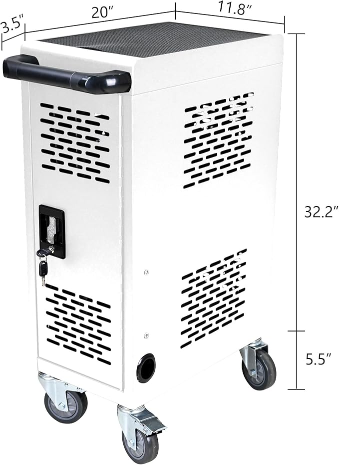 16 Devices Mobile Charging Cart for Laptop Up to 16.3-inch Screen,Charging Station and Tablet Storage Cart for iPad, Chromebooks with Cord Organizer, White