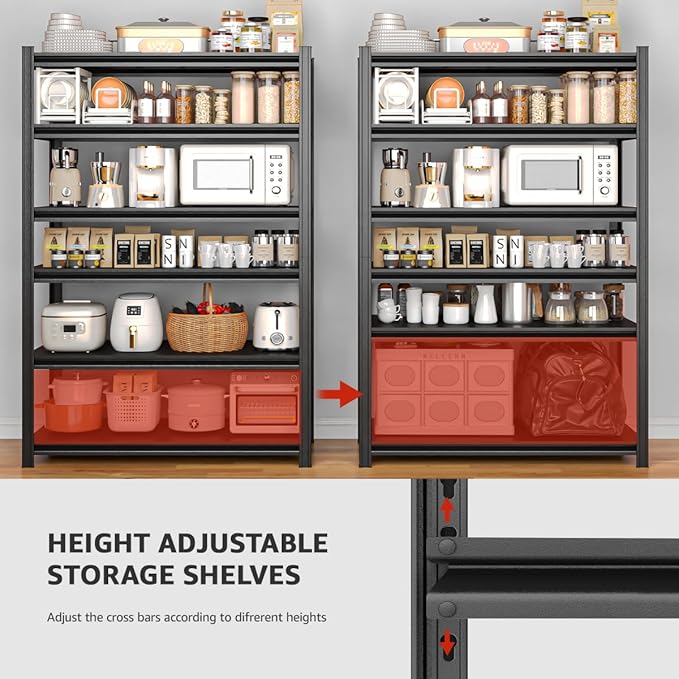Extra Big/Large 55.12"Wide Father&I Industrial 6-Heavy-Dudy-Shelf-Rack Tall Metal/Steel Adjustable Garage Bin Storage Shelving Stand Shelves Units/System for Shed, 84" H*55.12W * 24" D, Black