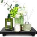 Black Bathroom Counter Organizer Tray Wood Riser Kitchen Countertop Trays Dish Soap Dispenser Holder for Bathroom Decor Wooden Pedestal Display Stands Kitchen Sink Accessories Vanity Tray