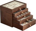 CHOSIN Black Walnut Wooden Jewelry Box Women large 5 Level Drawer Organizer Box with Glass Lid for Necklaces Watch Necklace Ring Earring Storage Christmas Gifts