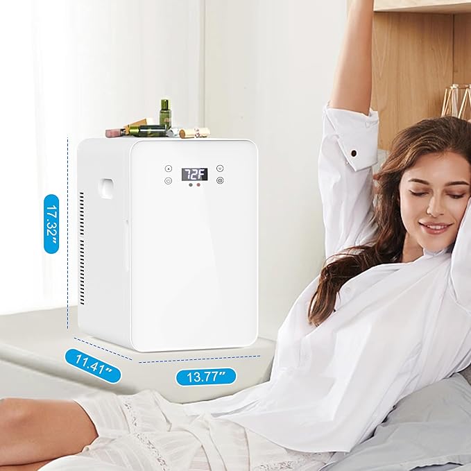 advwin 22L Mini Fridge for Bedroom, 30 Cans Portable Cooler & Warmer Compact Refrigerators with AC/DC Power for Skin Care, Beverage, Cosmetics, Food, Drinks, Office Desk Dorm Room