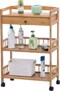 Kitchen Carts on Wheels with Storage, Rolling Storage Cart with Handles, Lockable Wheels, Top Drawer, Utility Carts on Wheels Microwave Stand for Kitchen, Living Room