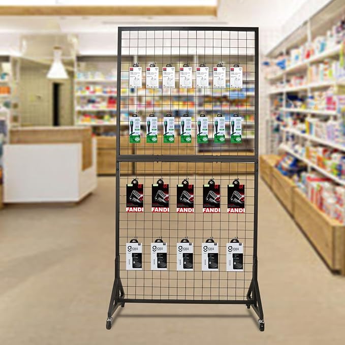 Eastern Tree 2 Packs 3'X 6' Two Gridwall Panels Display Stand with Sturdy T-Base, Black Wire Grid Wall Panels for Craft Show Display Rack, Art Display Stand, Extra More 20 Hooks