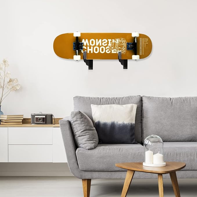 BiJun Skateboard Wall Mount, Snowboard Wall Mount Display, Acrylic Horizontal Skateboards Rack, Skateboard Storage Hanger (Transparent)