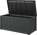 Outdoor Storage Box, 120 Gallon Deck Box, Resin Waterproof Outside Storage Bench, Outdoor Storage Cabinet With Lockable Lid, Backyard Deck Box For Garden Tools, Patio Cushions, Pool Accessories