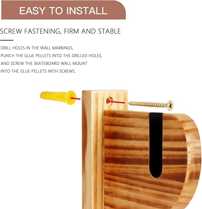 BiJun Skateboard Wall Mount, Snowboard Wall Mount Display, Acrylic Horizontal Skateboards Rack, Skateboard Storage Hanger (Retro)