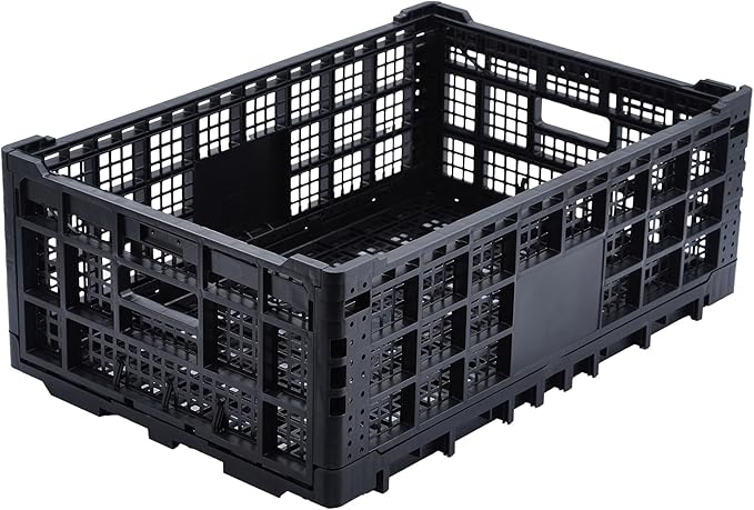 Collapsible Storage Crates, 52 Liter Heavy Duty Foldable Plastic Crates , Storage Baskets and Bins 23.6" L x 15.7" W x 8.6" H Stackable Dairy Milk Crates for Office, Home, Toy Storage